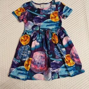 ⭐ 5/$20 ⭐ Vibrant Galaxy Space Print Skater Play Dress Size 4T